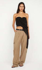 AMIAH DRAPE TOP - BLACK