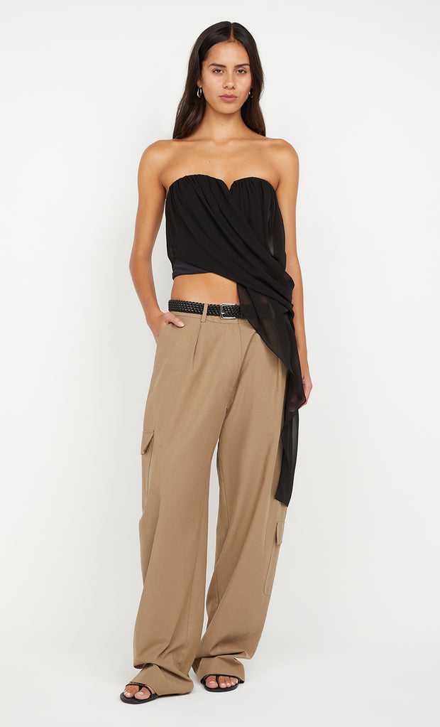 AMIAH DRAPE TOP - BLACK