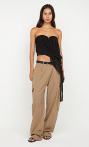 AMIAH DRAPE TOP - BLACK