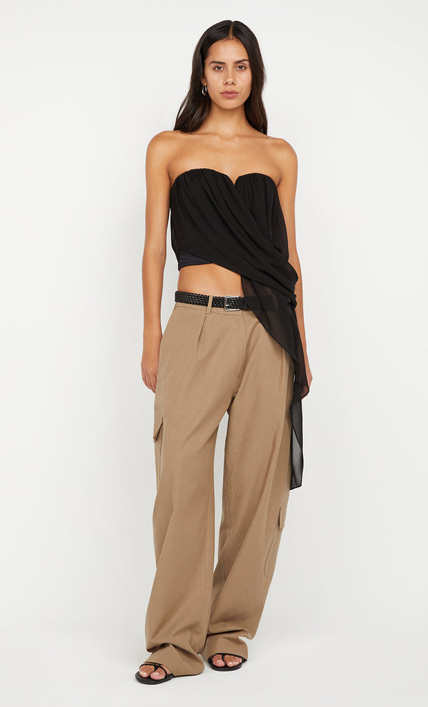 AMIAH DRAPE TOP - BLACK