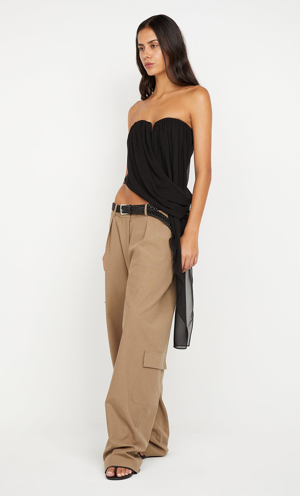 AMIAH DRAPE TOP - BLACK