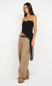 AMIAH DRAPE TOP - BLACK