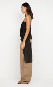AMIAH DRAPE TOP - BLACK