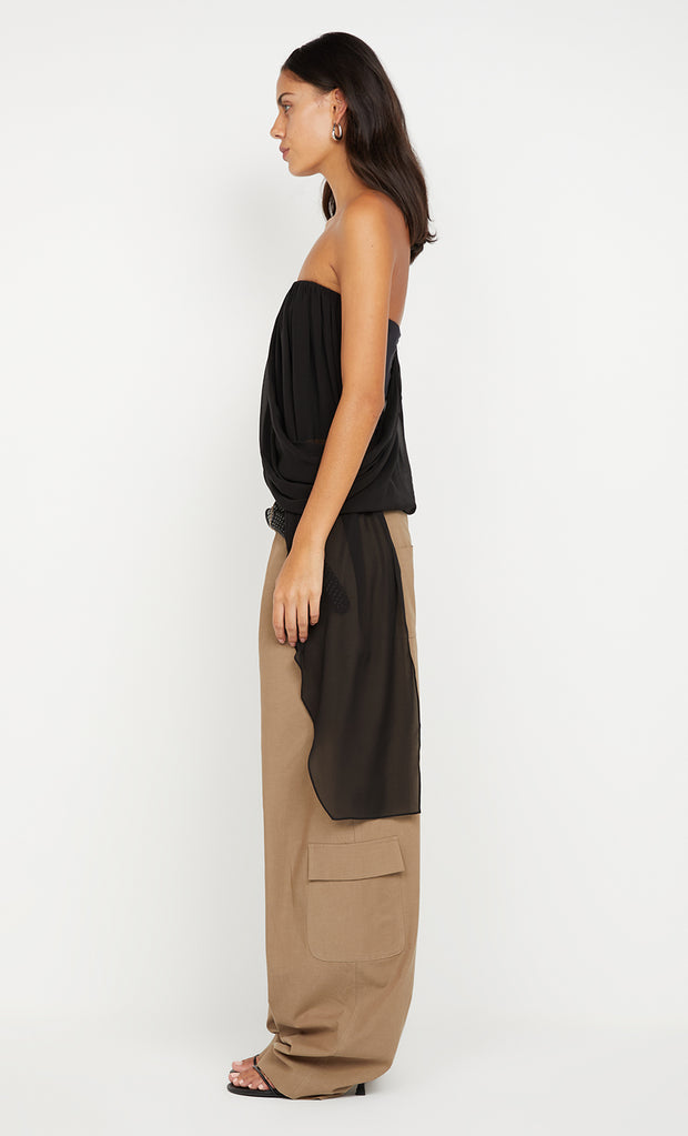 AMIAH DRAPE TOP - BLACK