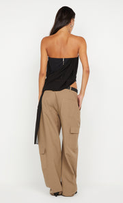 AMIAH DRAPE TOP - BLACK