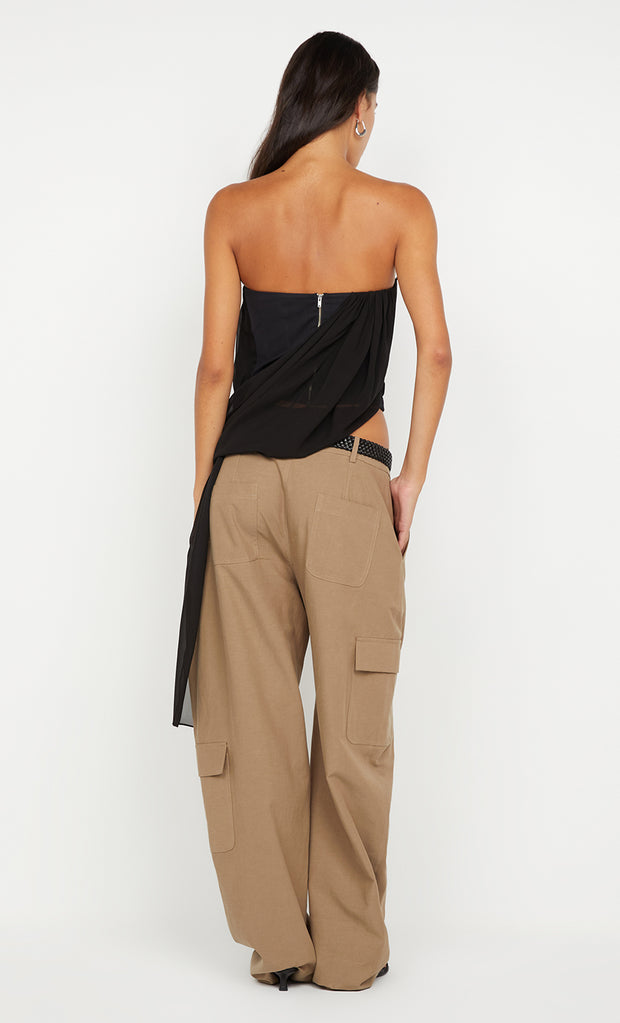 AMIAH DRAPE TOP - BLACK
