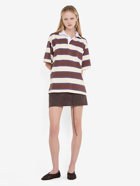 MYLO JERSEY TEE - IVORY/CHOC STRIPE