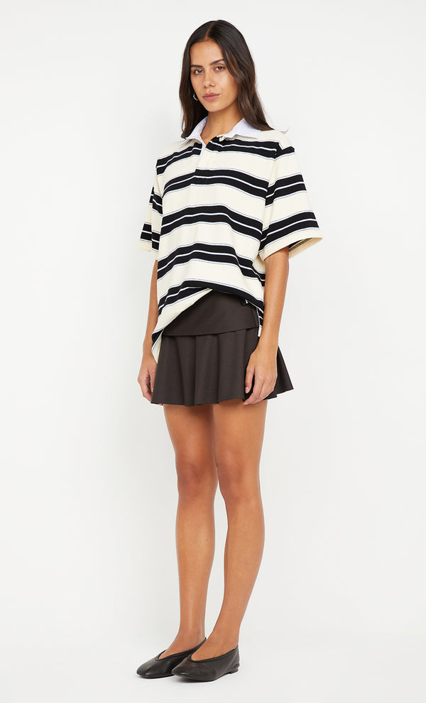 INGRID MINI SKIRT - CHOC PINSTRIPE
