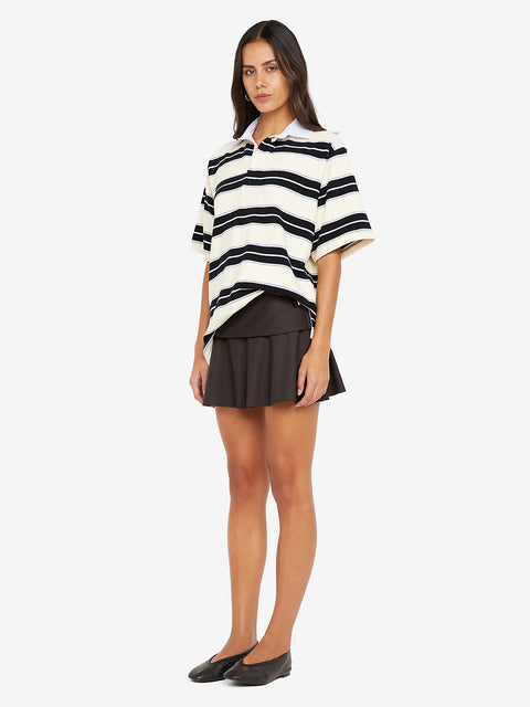 INGRID MINI SKIRT - CHOC PINSTRIPE