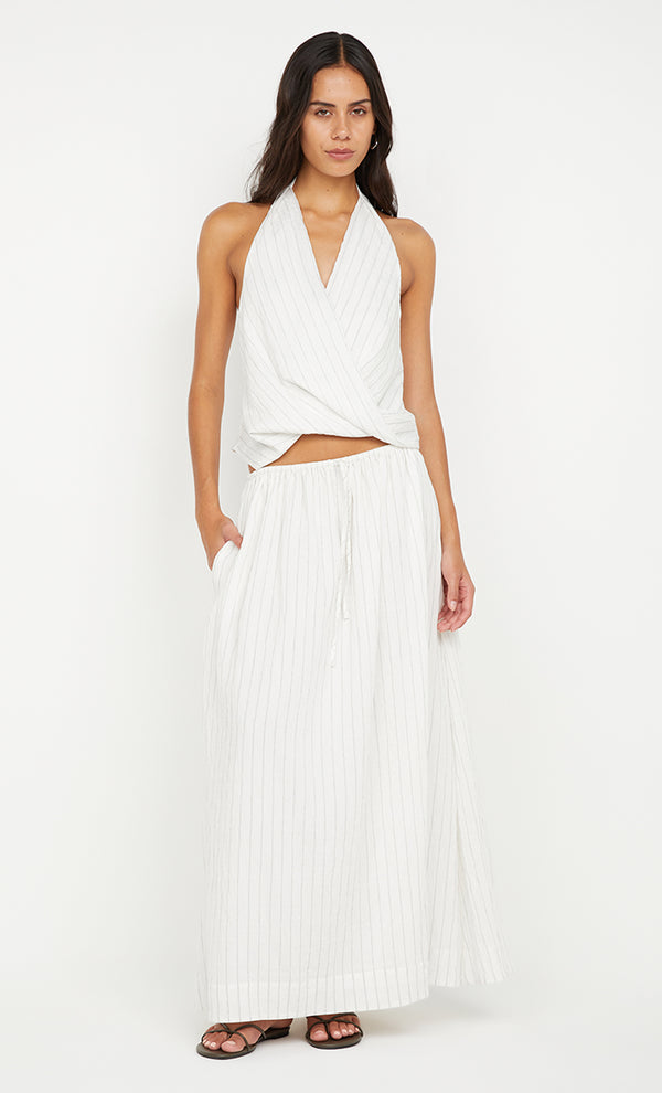SASKI MAXI SKIRT	 - WHITE/BLACK STRIPE