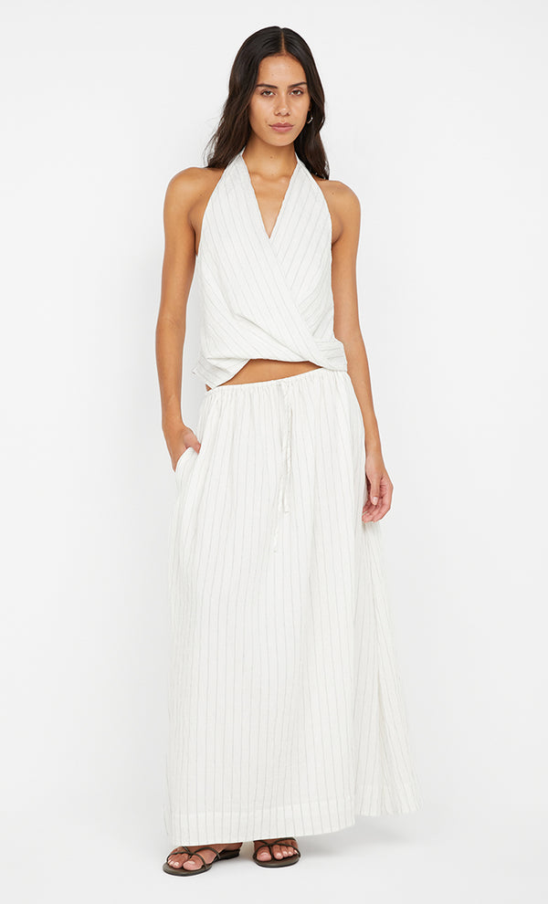 SASKI MAXI SKIRT	 - WHITE/BLACK STRIPE