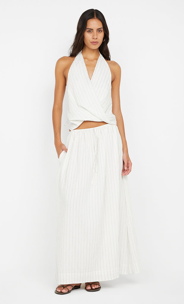 SASKI MAXI SKIRT	 - WHITE/BLACK STRIPE