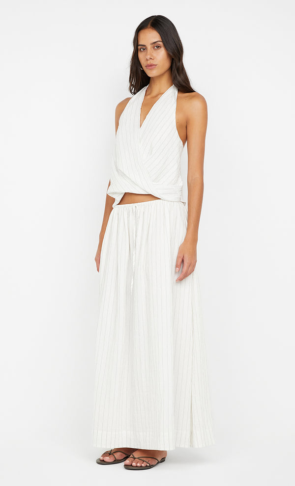 SASKI HALTER TOP - WHITE/BLACK STRIPE