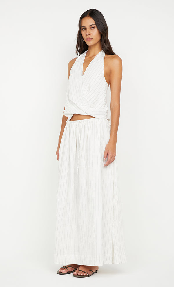 SASKI HALTER TOP - WHITE/BLACK STRIPE