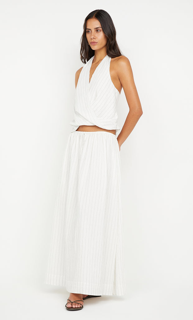 SASKI HALTER TOP - WHITE/BLACK STRIPE