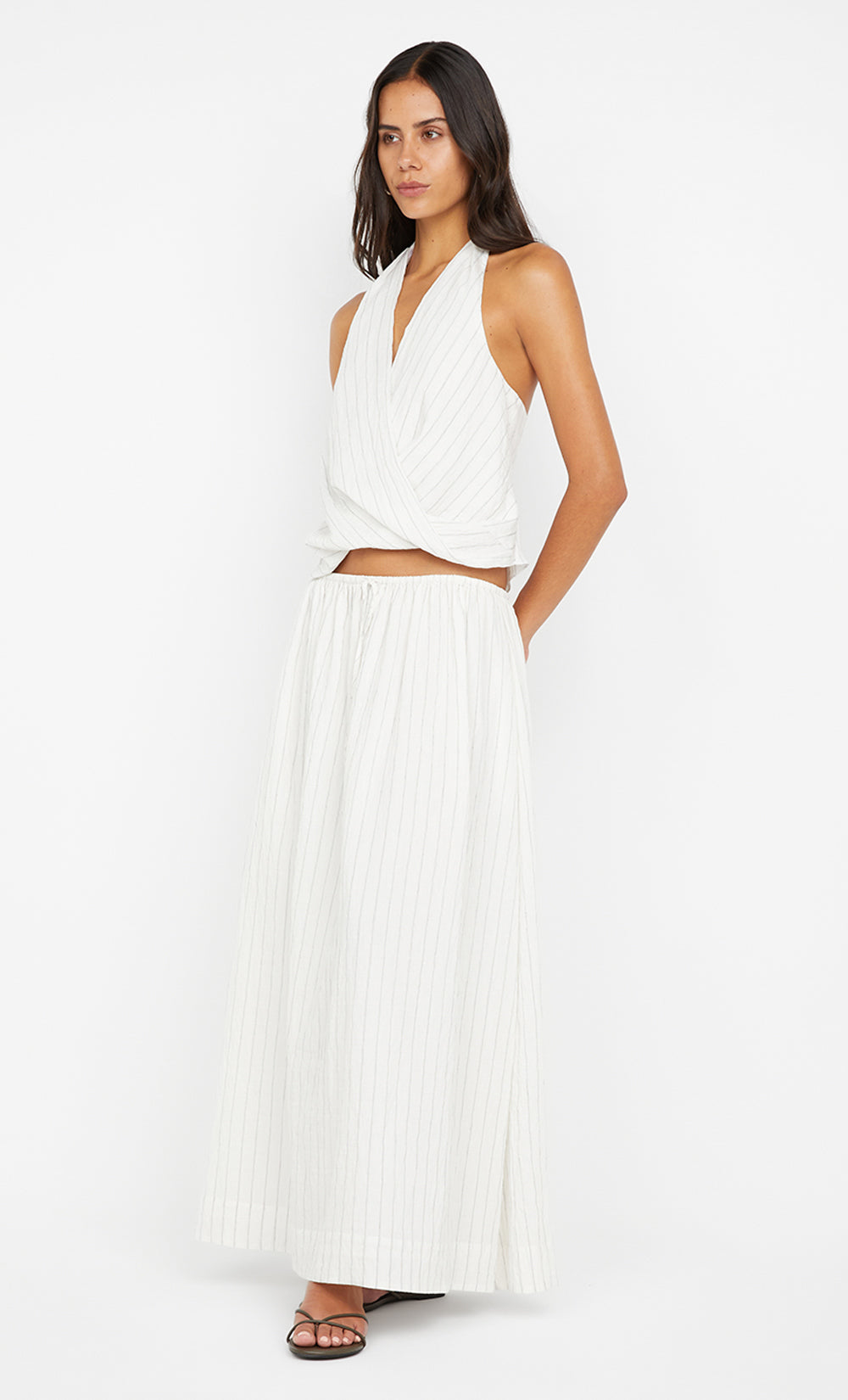 SASKI HALTER TOP - WHITE/BLACK STRIPE