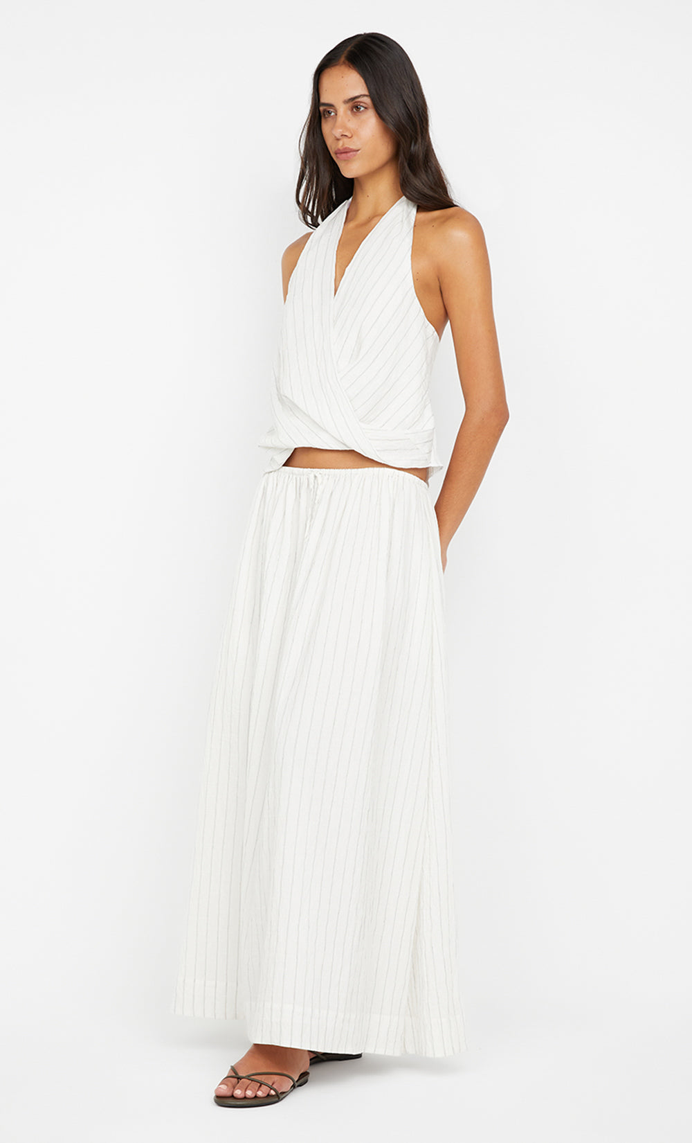 SASKI MAXI SKIRT	 - WHITE/BLACK STRIPE