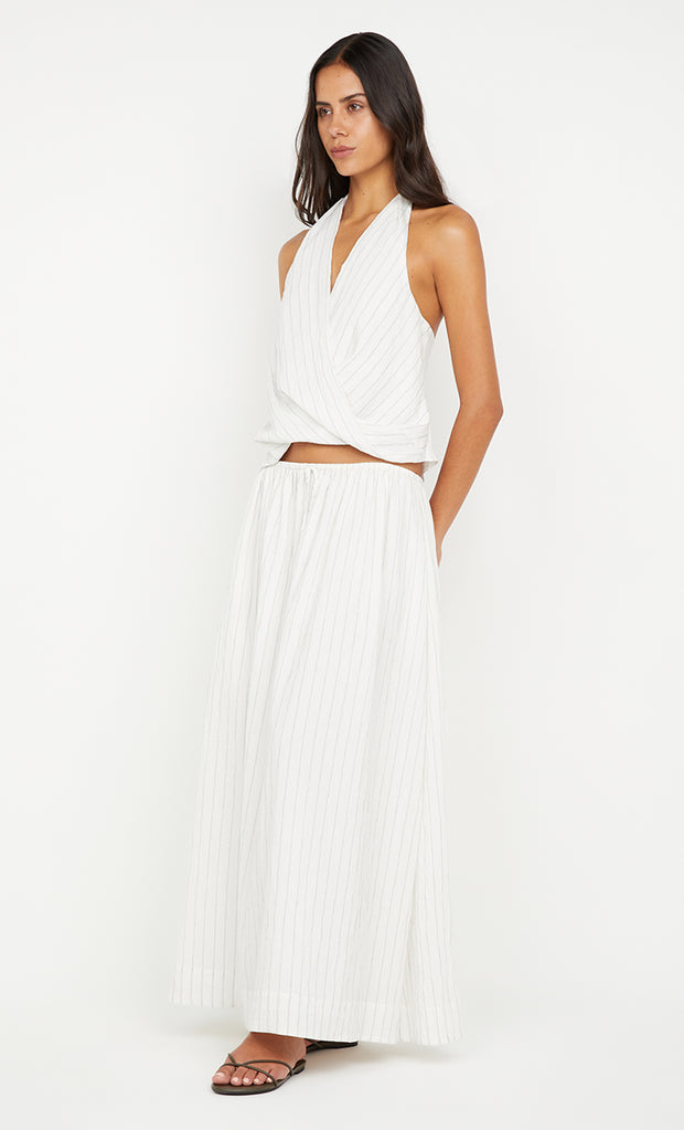 SASKI HALTER TOP - WHITE/BLACK STRIPE