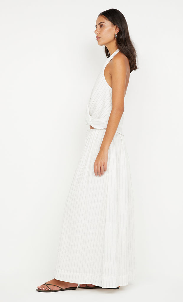 SASKI HALTER TOP - WHITE/BLACK STRIPE