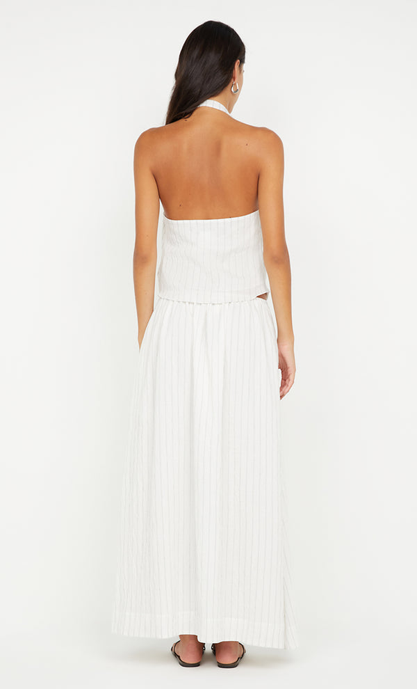 SASKI HALTER TOP - WHITE/BLACK STRIPE