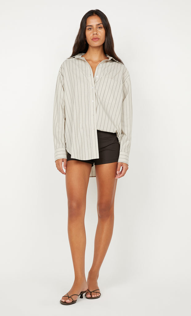 INGRID MINI SHORT - CHOC PINSTRIPE