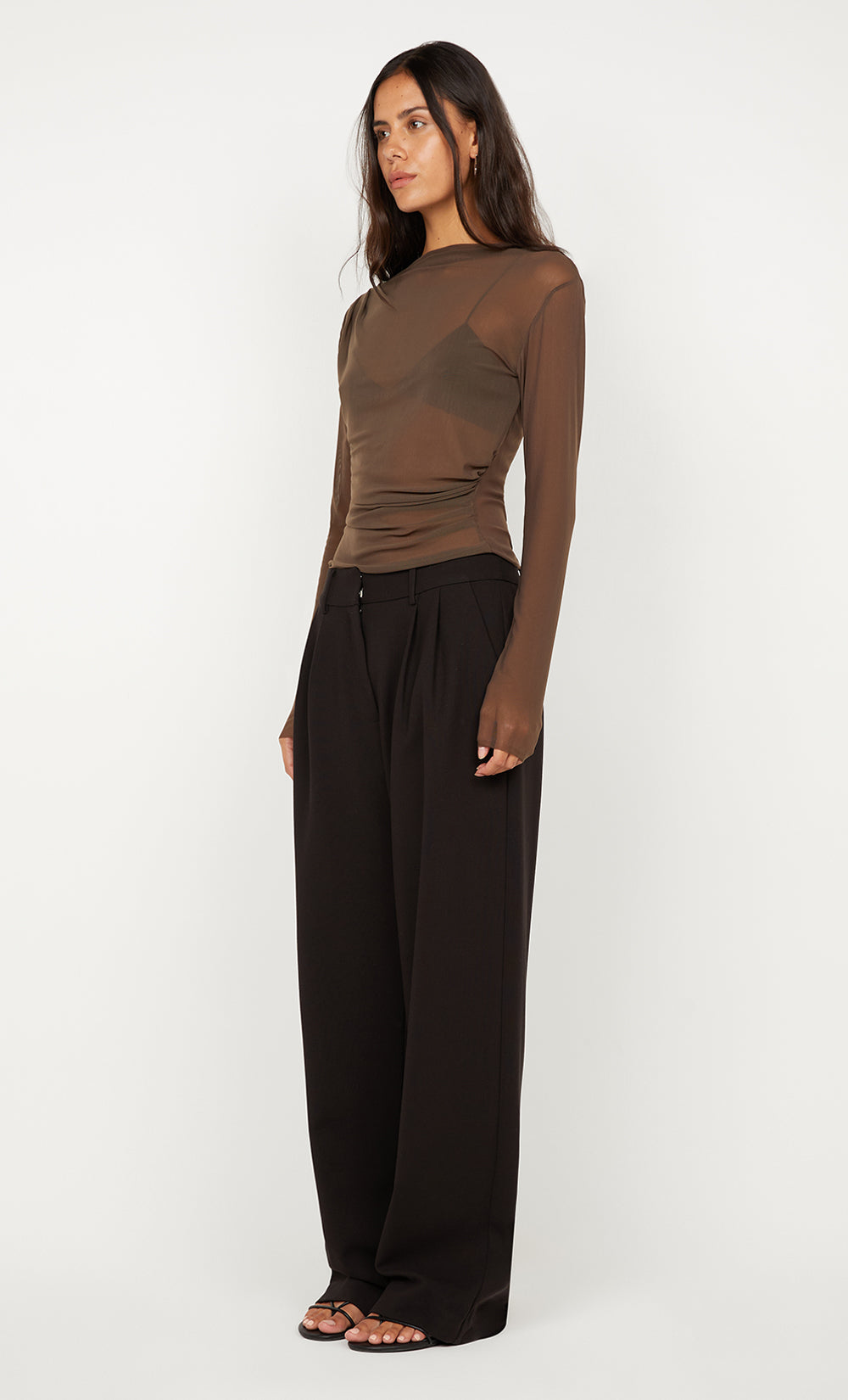 SALINA LONG SLEEVE TOP - MILK CHOCOLATE