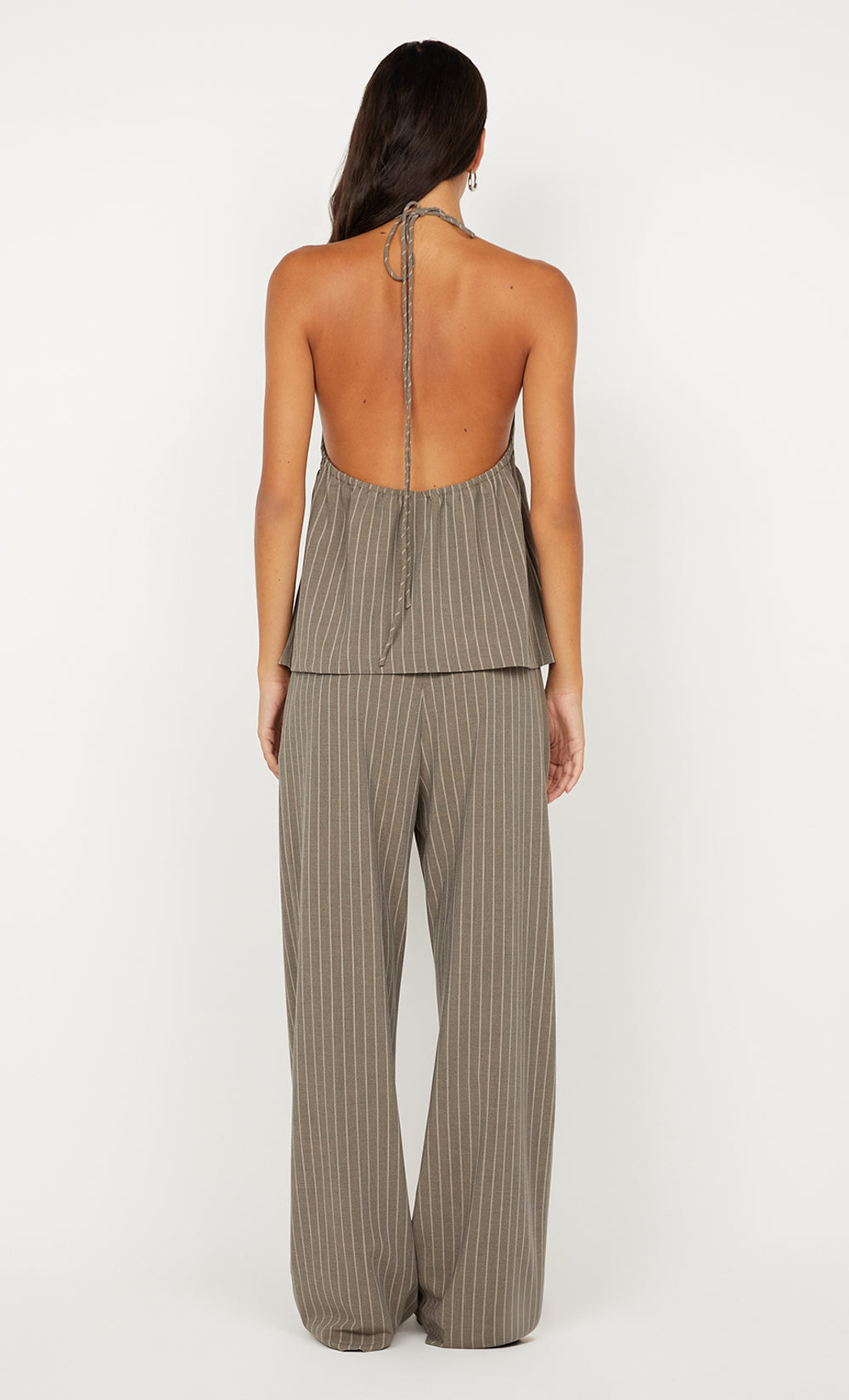JONNI HALTER TOP - CHARCOAL STRIPE