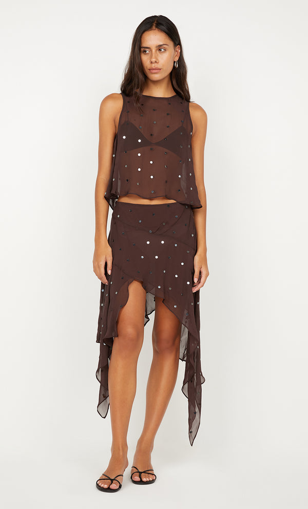 ARIELLE SHELL TOP - DARK CHOCOLATE