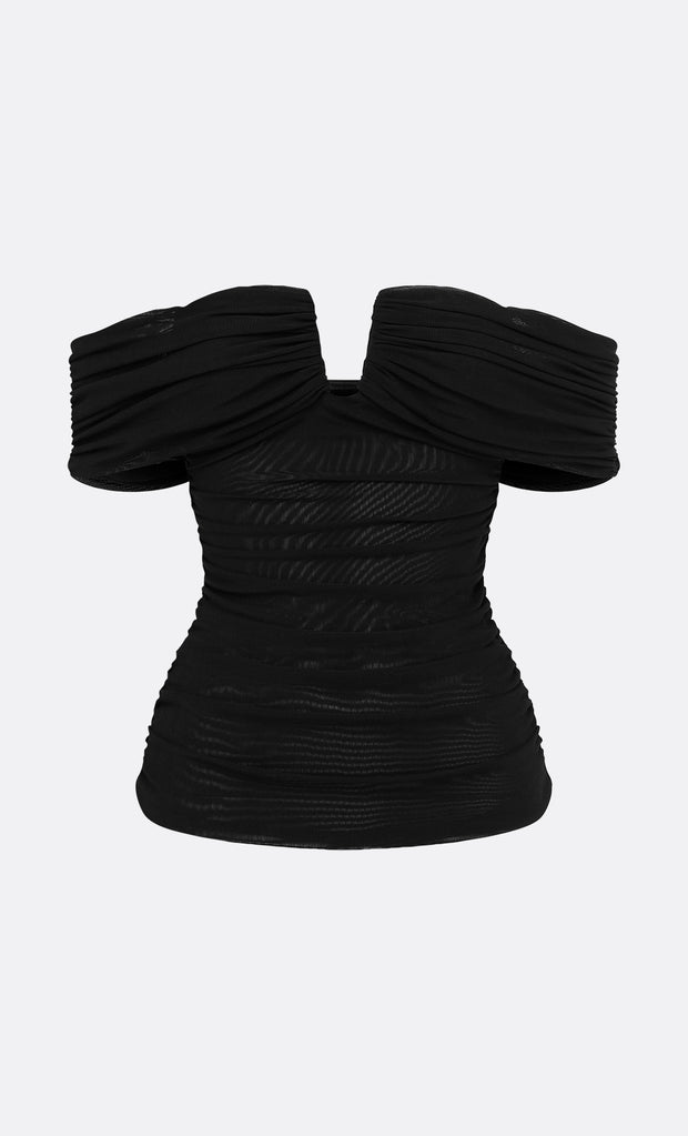 CAMILLE OFFSHOULDER TOP - BLACK