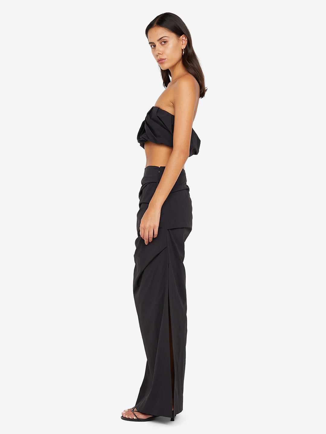 DOMENIC CROPPED BUBBLE TOP - BLACK