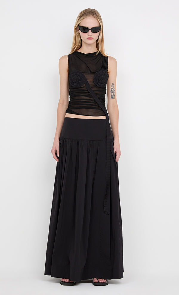 DANTE SPIRAL BOAT NECK TOP - BLACK