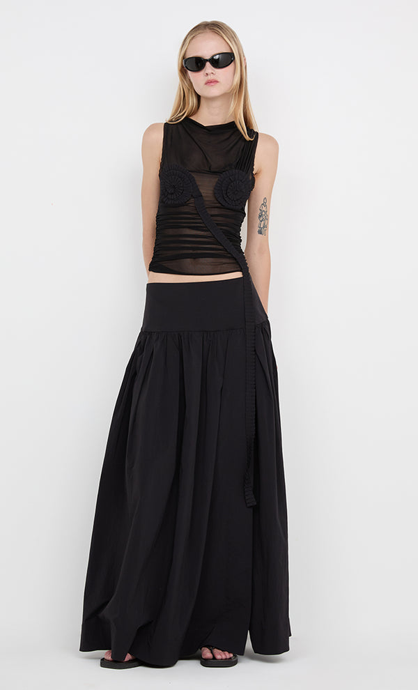DANTE SPIRAL BOAT NECK TOP - BLACK