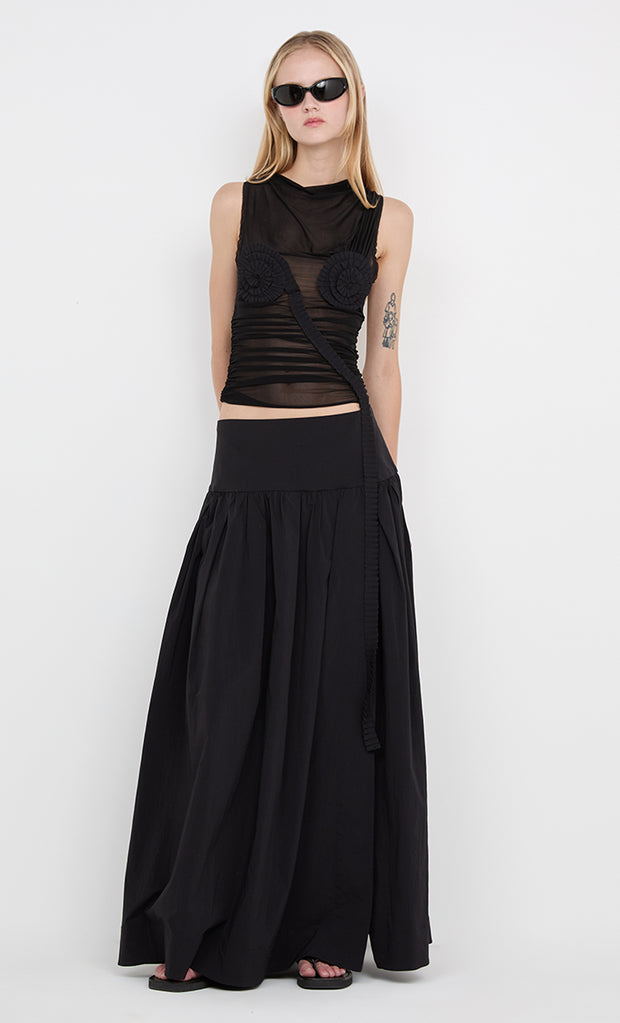 DANTE SPIRAL BOAT NECK TOP - BLACK