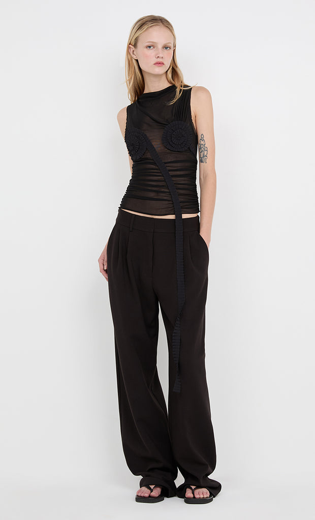 DANTE SPIRAL BOAT NECK TOP - BLACK