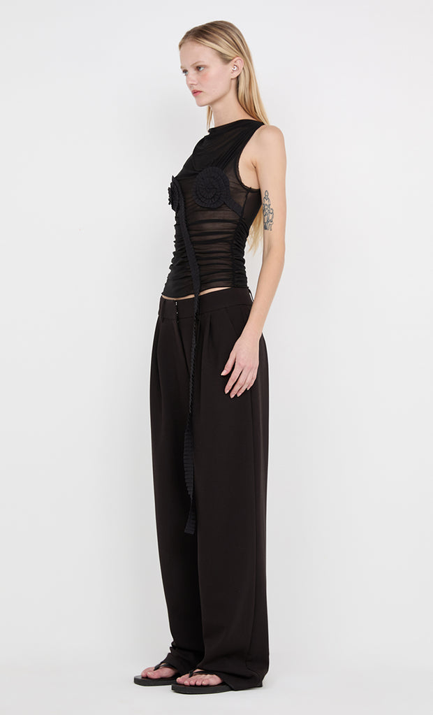 DANTE SPIRAL BOAT NECK TOP - BLACK