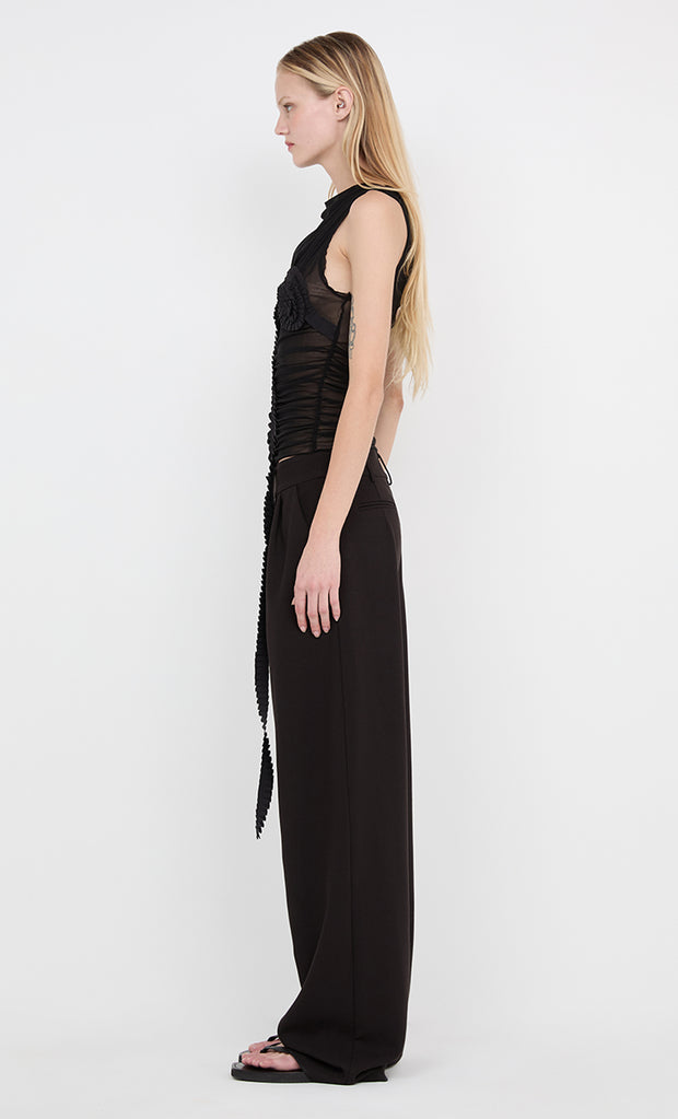 DANTE SPIRAL BOAT NECK TOP - BLACK