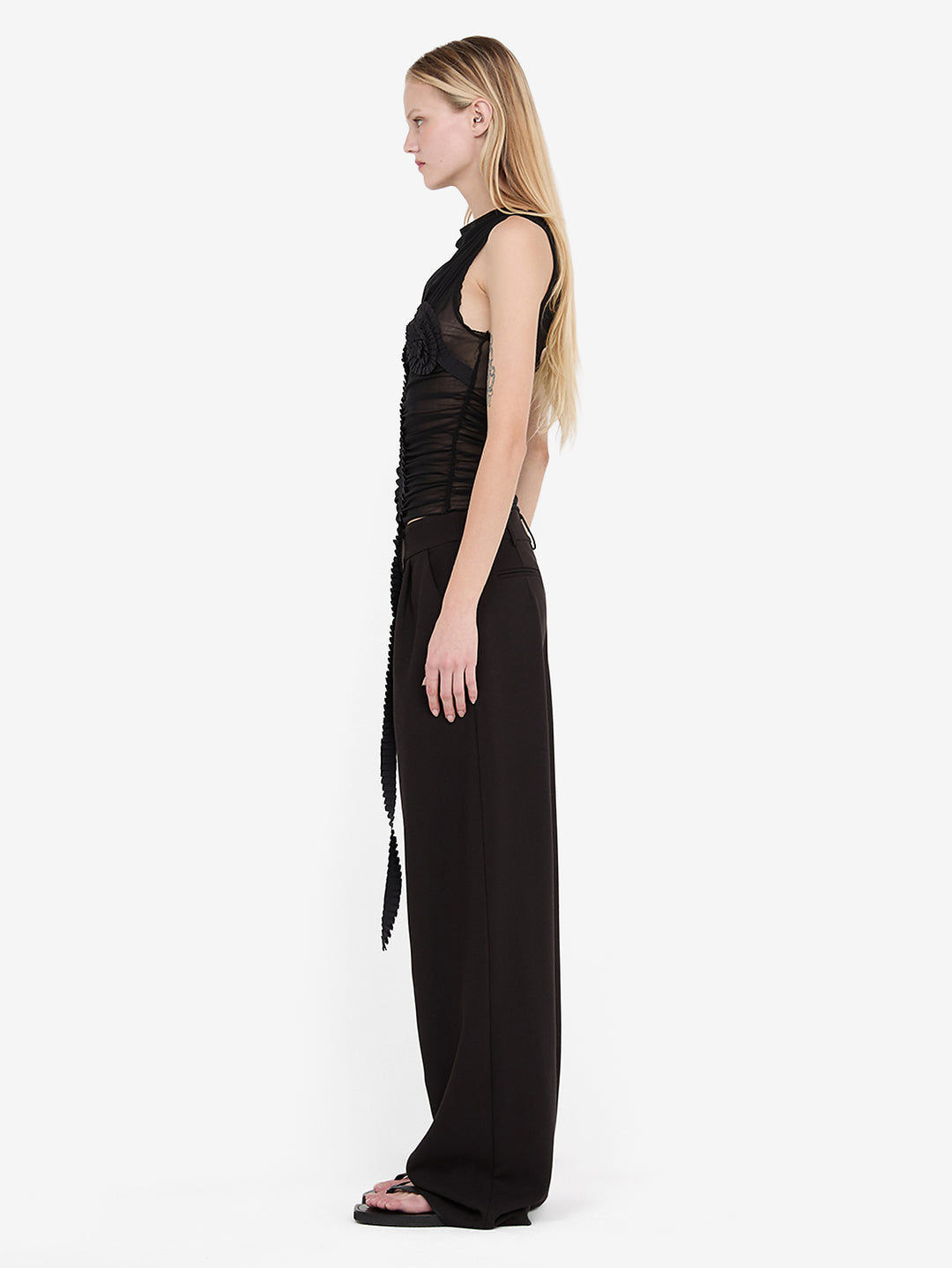 DANTE SPIRAL BOAT NECK TOP - BLACK