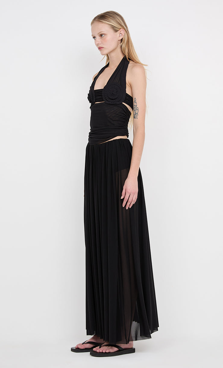 DANTE SPIRAL HALTER TOP - BLACK