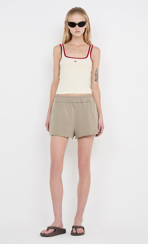 LANA SQUARE NECK TANK - CHALK/CHERRY