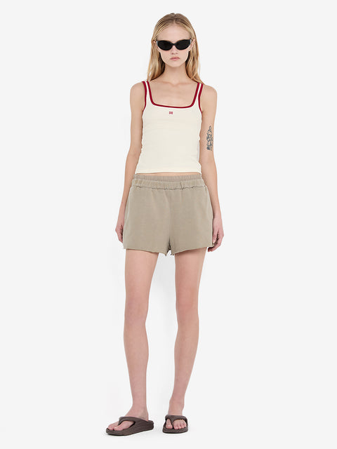 LANA SQUARE NECK TANK - CHALK/CHERRY