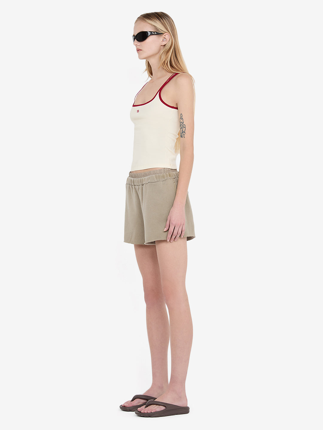 LANA SQUARE NECK TANK - CHALK/CHERRY