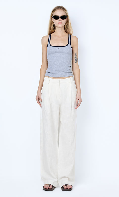 LANA SQUARE NECK TANK - GREY MARLE/INK