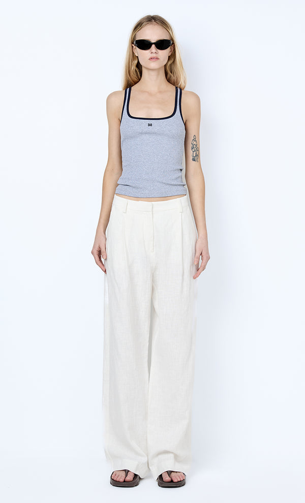 LANA SQUARE NECK TANK - GREY MARLE/INK