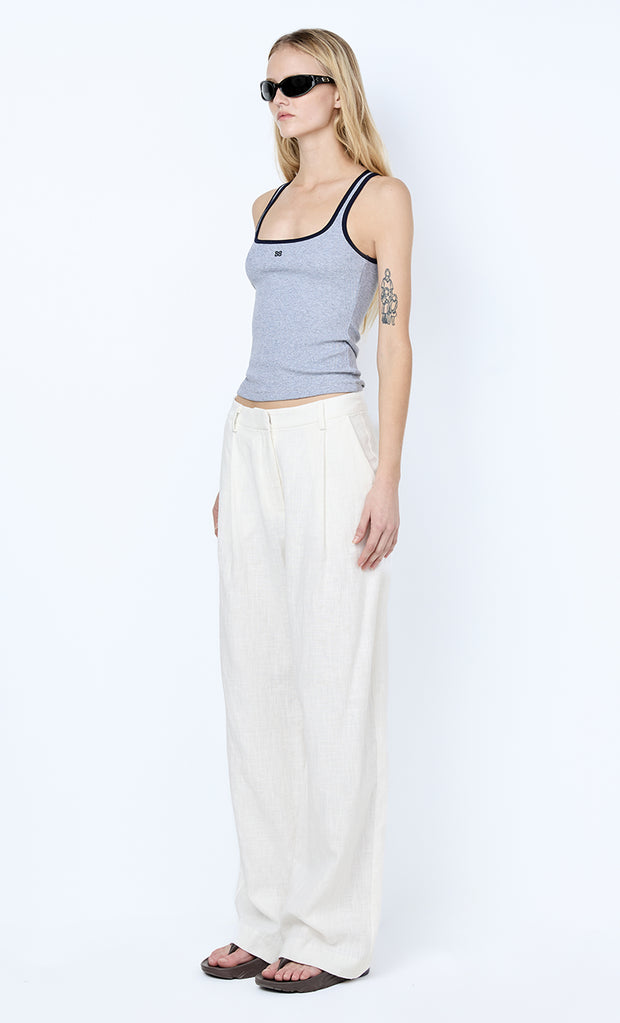 LANA SQUARE NECK TANK - GREY MARLE/INK