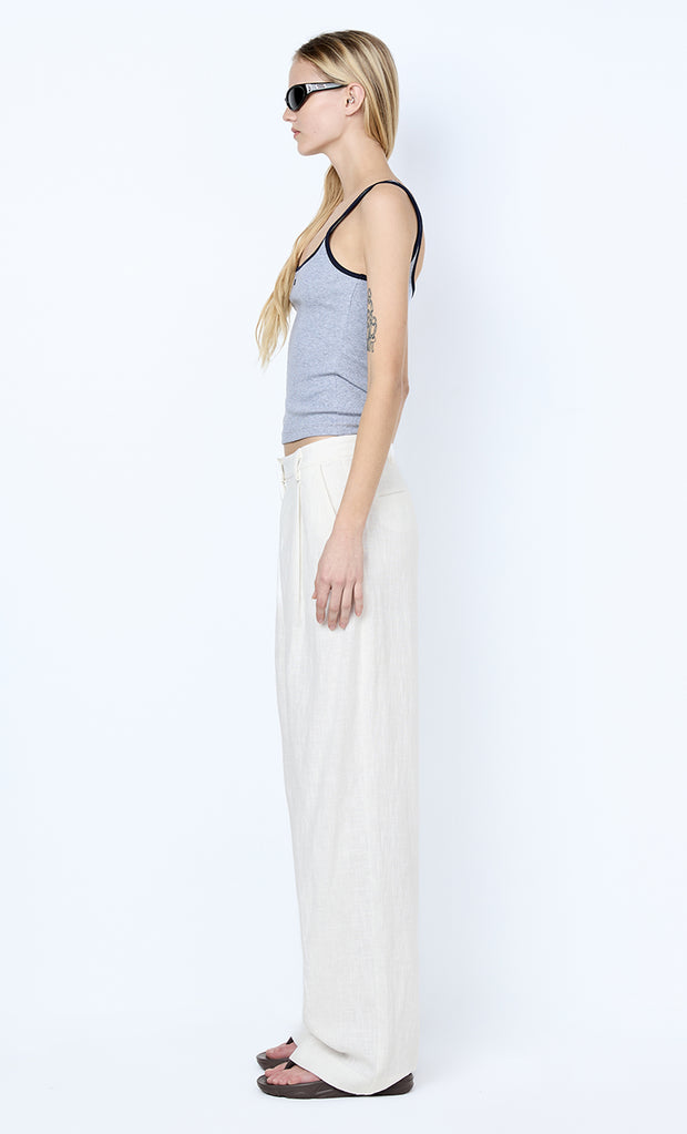 LANA SQUARE NECK TANK - GREY MARLE/INK