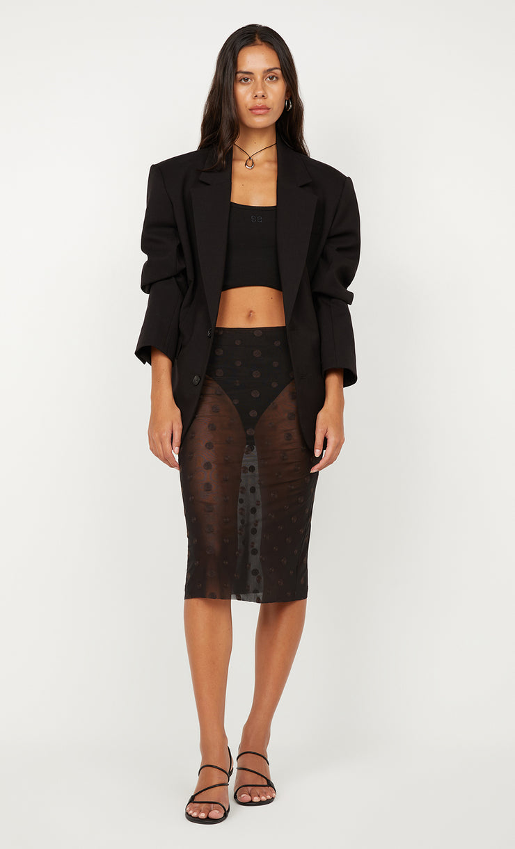 KARLA MIDI SKIRT - BLACK/CHOC SPOT
