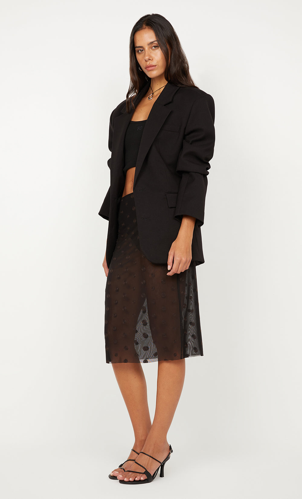 KARLA MIDI SKIRT - BLACK/CHOC SPOT