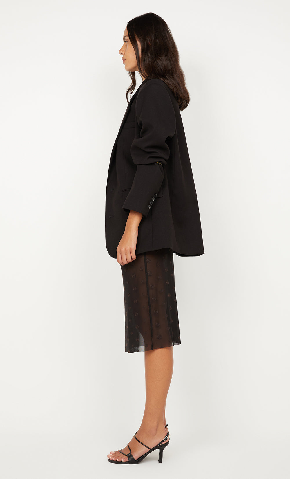KARLA MIDI SKIRT - BLACK/CHOC SPOT