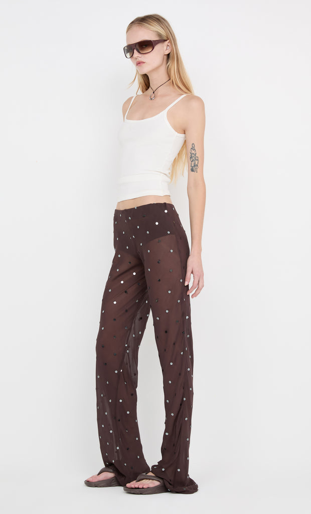 ARIELLE PANT - DARK CHOC SEQUIN