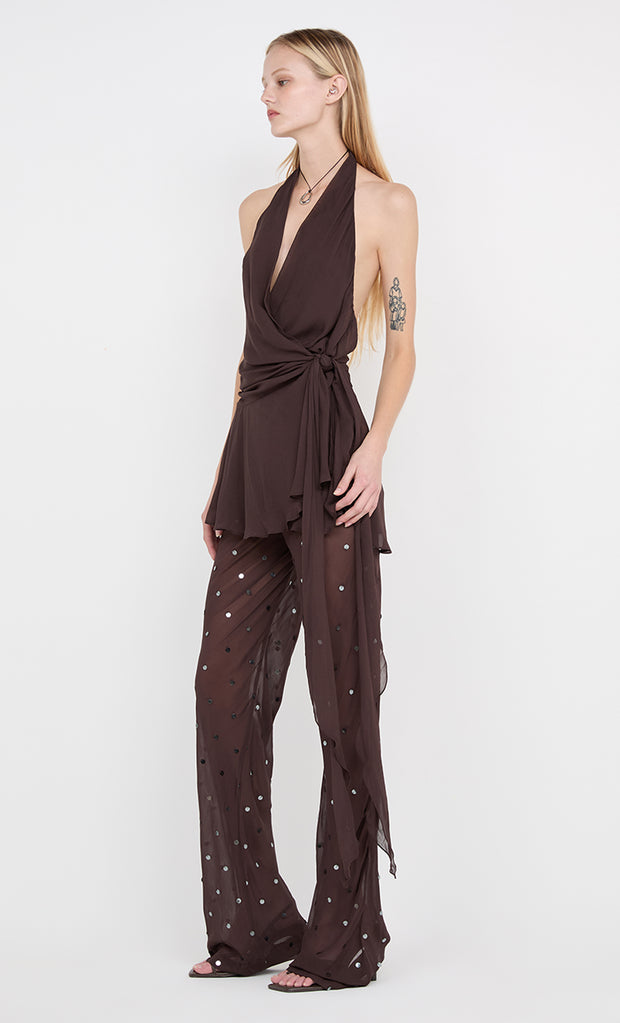 ARIELLE PANT - DARK CHOC SEQUIN
